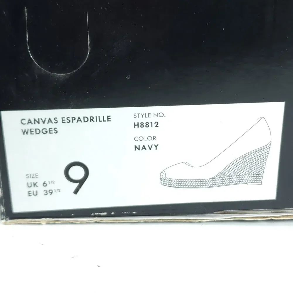 J. Crew Women's US 9 Canvas Navy Blue Wedge Pumps Espadrille Shoes New
